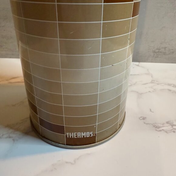 Vintage Thermos King Seeley Pint Bottle – Wide Mouth - Brown Geometric Ombre - Picture 3 of 8